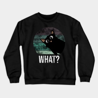 Cute and funny vintage suprised black cat what Crewneck Sweatshirt